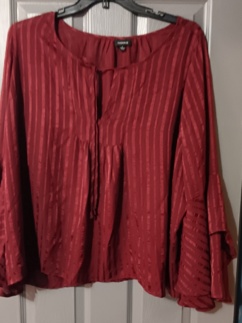torrid Red Striped Tie-Front Peasant Tunic